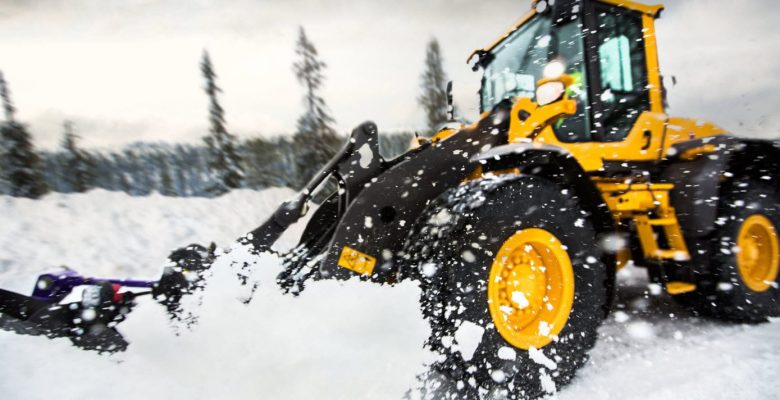 Construction machinery in the snow